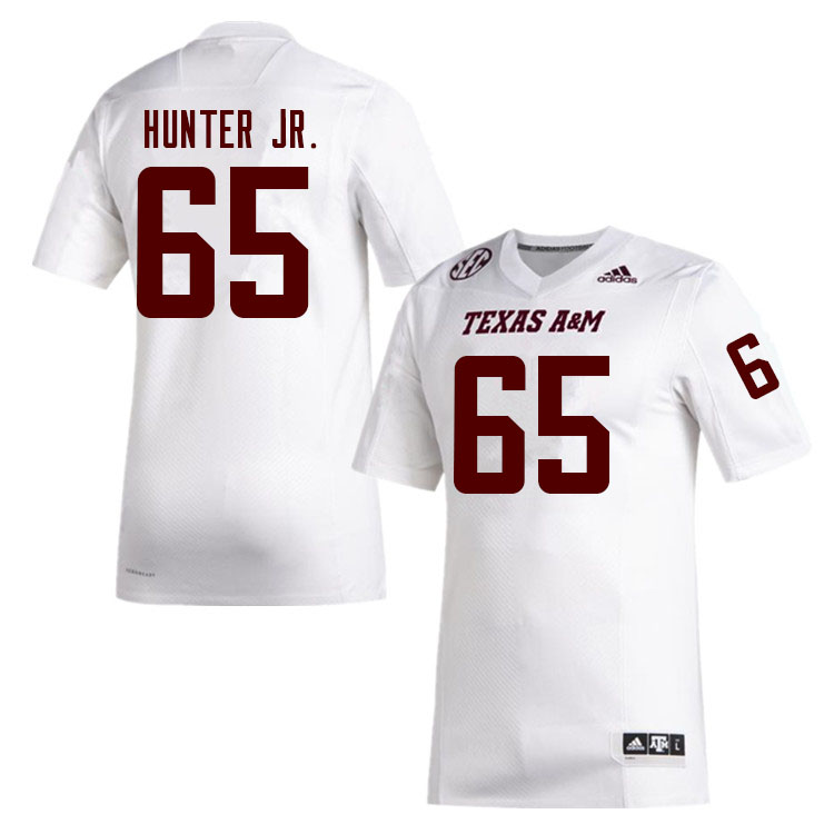 Men #65 Derick Hunter Jr. Texas A&M Aggies College Football Jerseys Sale-White - Click Image to Close